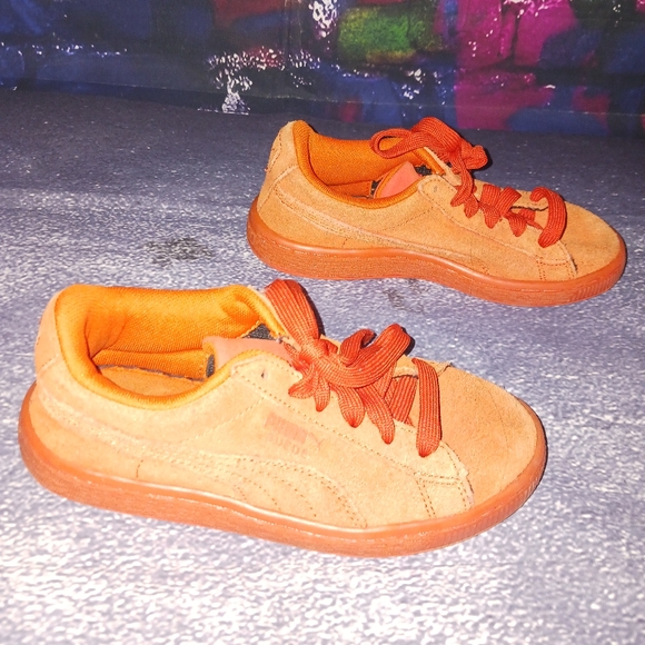 PUMA Suede Classics Youth Size 1.5C Orange/Red - Picture 4 of 7